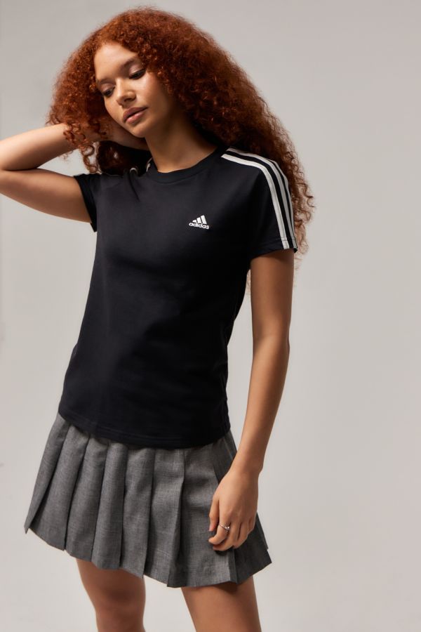 Vista diapositiva: 1: adidas Nera T-Shirt con 3 Strisce