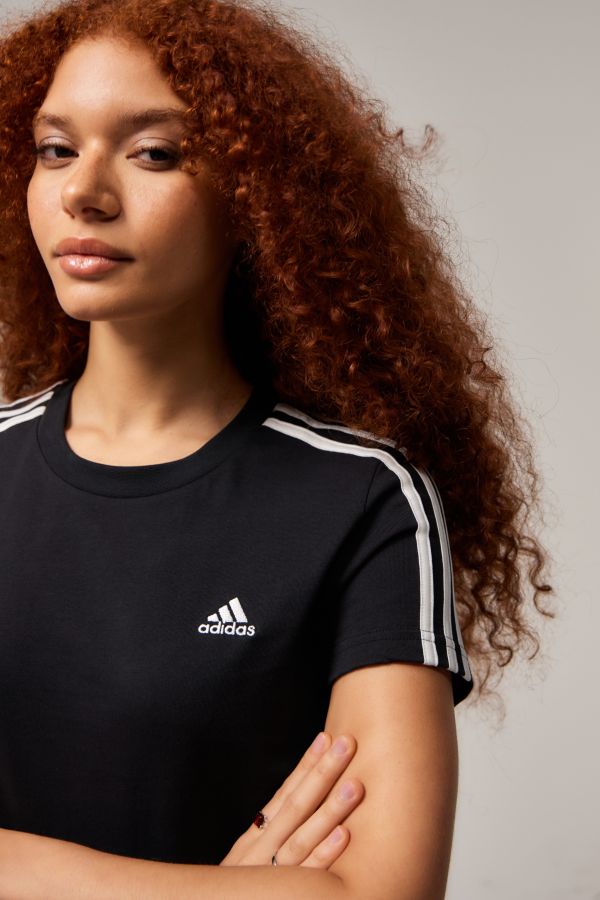 Vista diapositiva: 2: adidas Nera T-Shirt con 3 Strisce