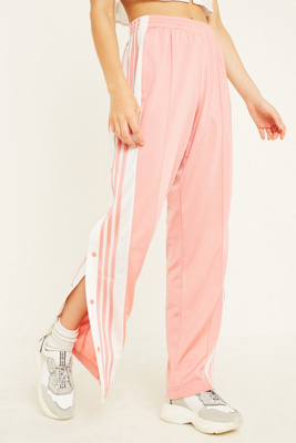 adidas original three stripe track pant with vintage logo in pink