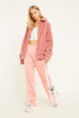 pink adidas popper trousers