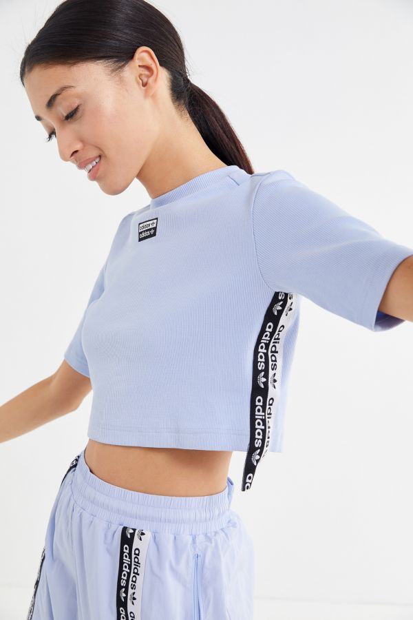 Adidas Originals Reveal Your Voice Ribbed Logo Tape Crop T Shirt