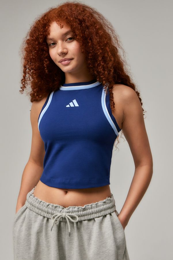 Slide View: 1: adidas Marineblaues Crop Muskelshirt