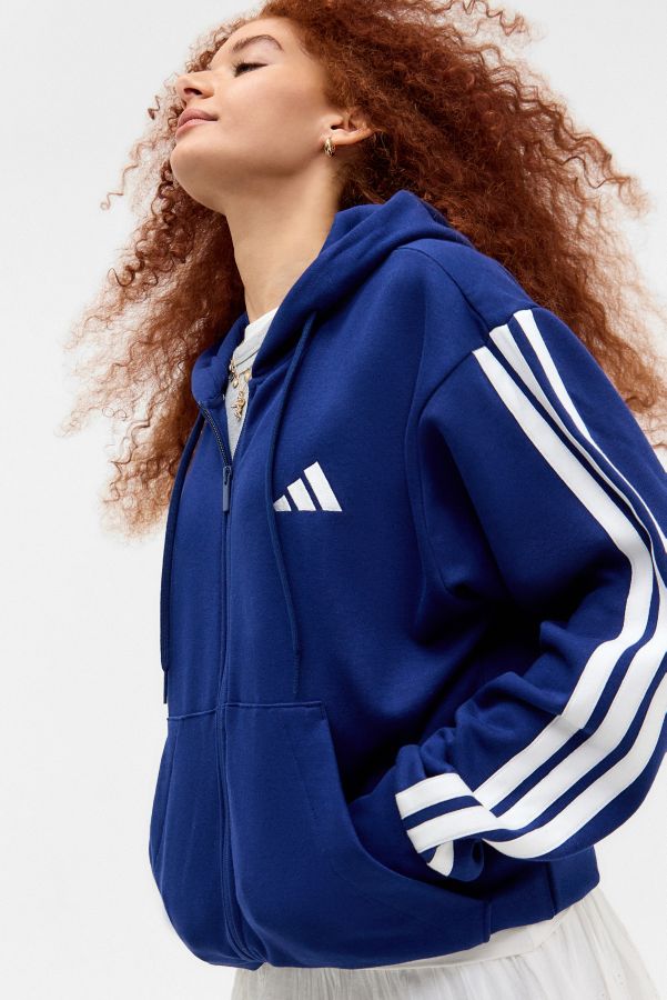 Slide View: 1: adidas Navy 3-Stripes Hoodie