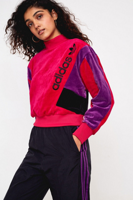 adidas originals 90's colour block crop hoodie