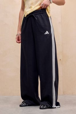 adidas Schwarze 3-Streifen Wide Leg Trainingshose