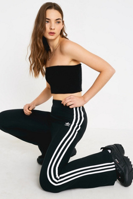 adidas originals three stripe flared track pants in black