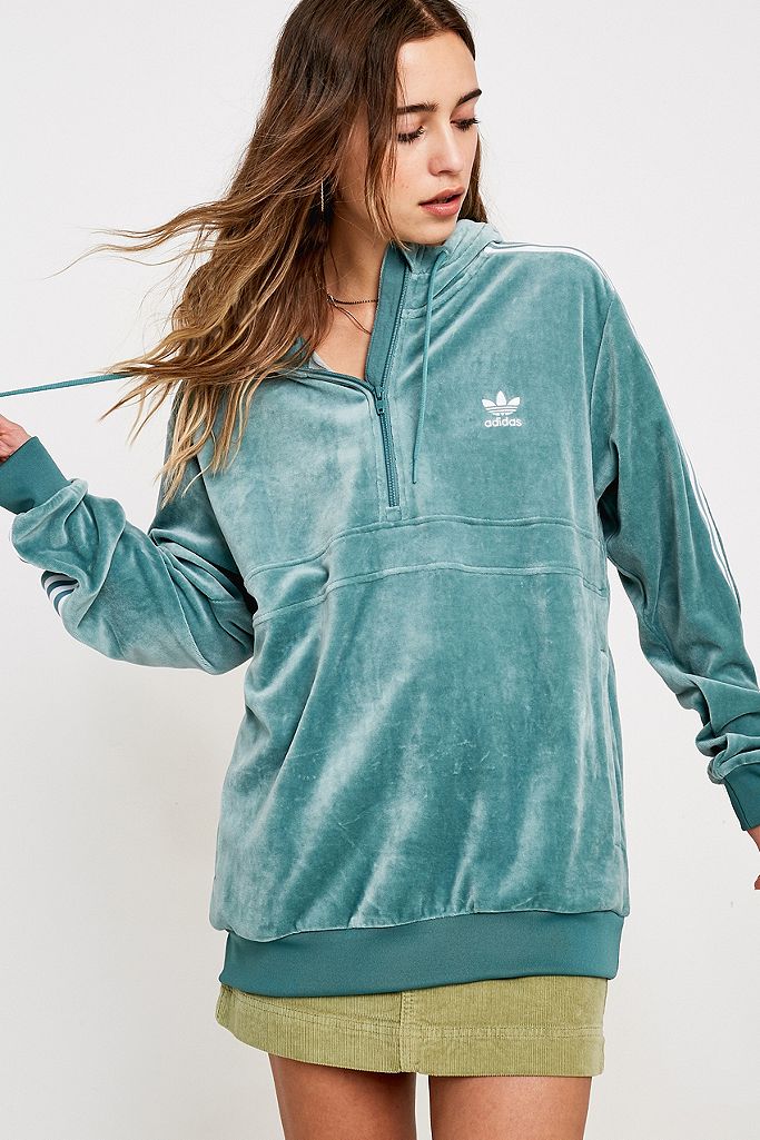adidas Originals Cosy Velour Half-Zip Sweatshirt | Urban Outfitters UK
