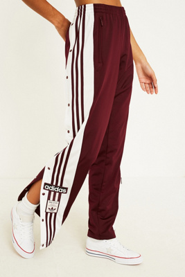 adidas originals three stripe track pants in burgundy