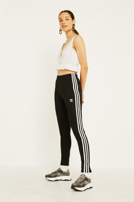 adidas originals three stripe flared track pants in black