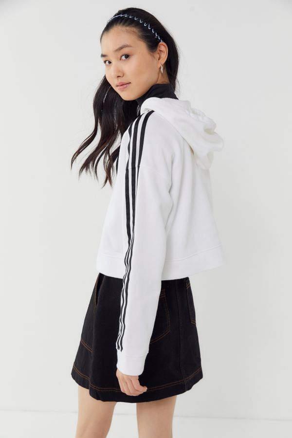 Adidas Originals Adicolor 3 Stripes Cropped Hoodie Sweatshirt Urban Outfitters Uk