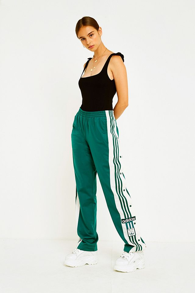 adidas Originals Adibreak 3-Stripe Green Popper Track Pants | Urban ...
