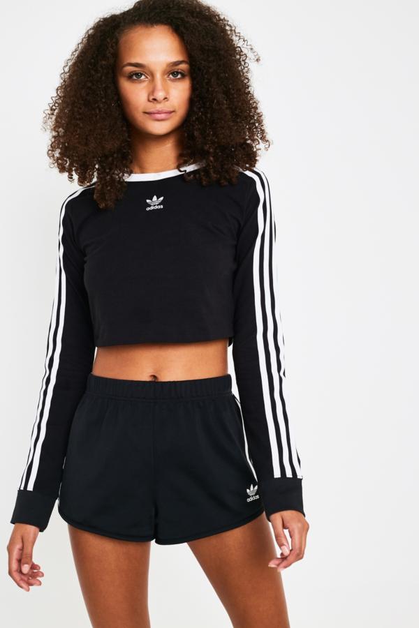 adidas Originals 3-Stripe Black Shorts | Urban Outfitters UK