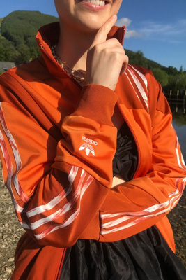 orange adidas jacket womens