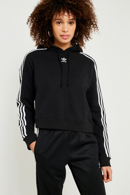 adidas originals adicolor three stripe cropped hoodie