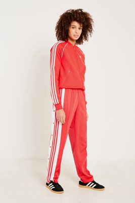 adidas originals three stripe popper pant with vintage logo in black