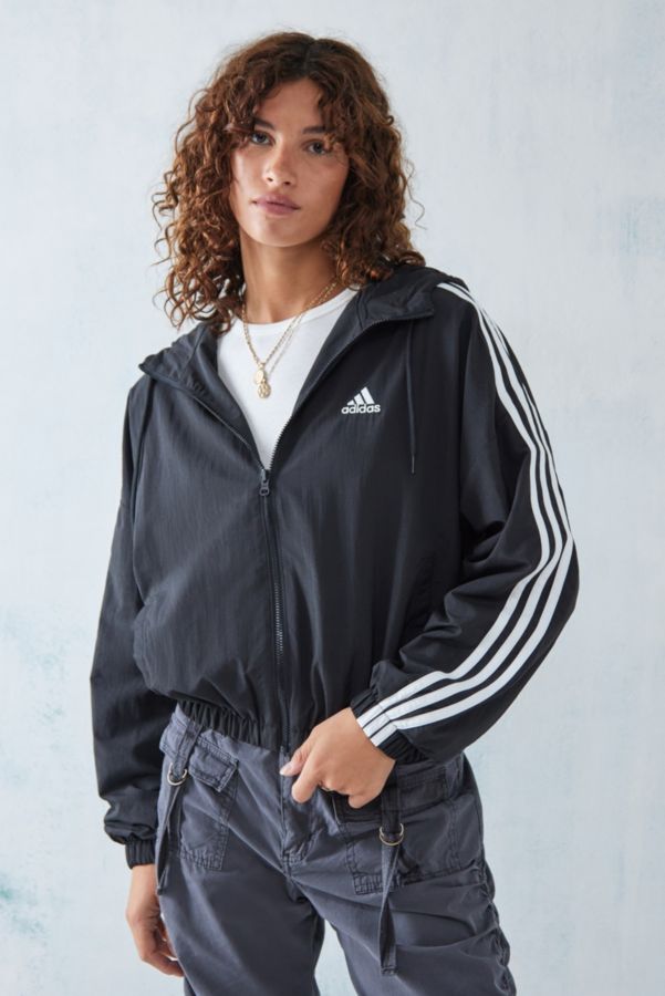 Vista diapositiva: 2: adidas top a 3 righe con cappuccio con cappuccio intrecciato con zip