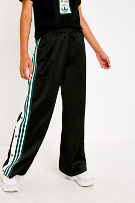 adidas originals mixed stripe popper pants in black and white