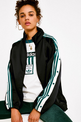 adidas original three stripe track jacket with vintage logo in black