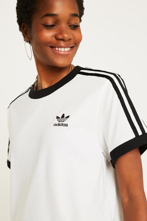 adidas Originals 3-Stripe White T-Shirt | Urban Outfitters UK