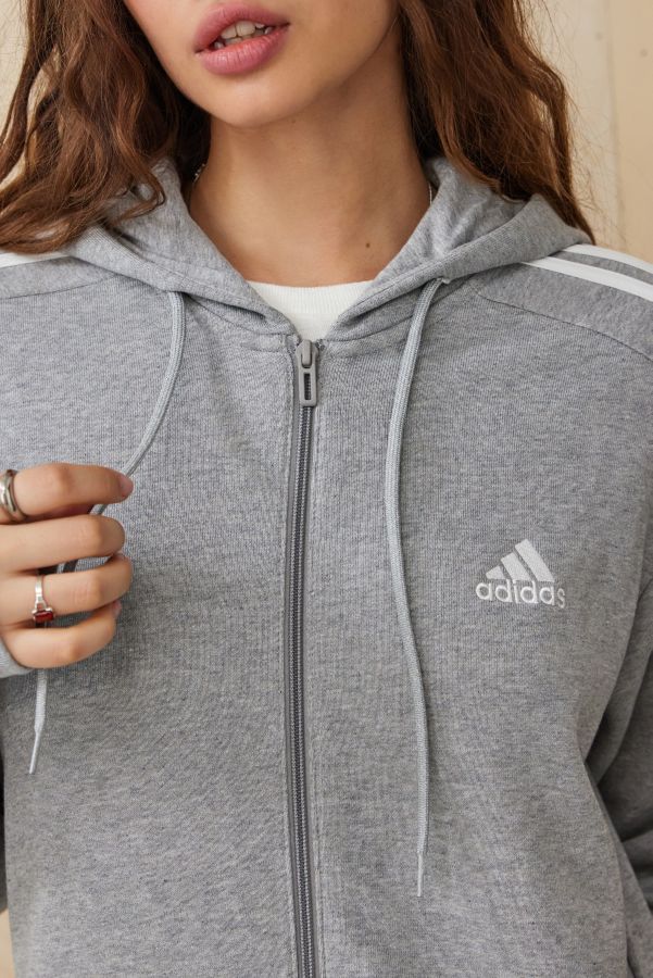 Vista diapositiva: 2: adidas Grigio 3-Strisce Zip-Attraverso Felpa con Cappuccio