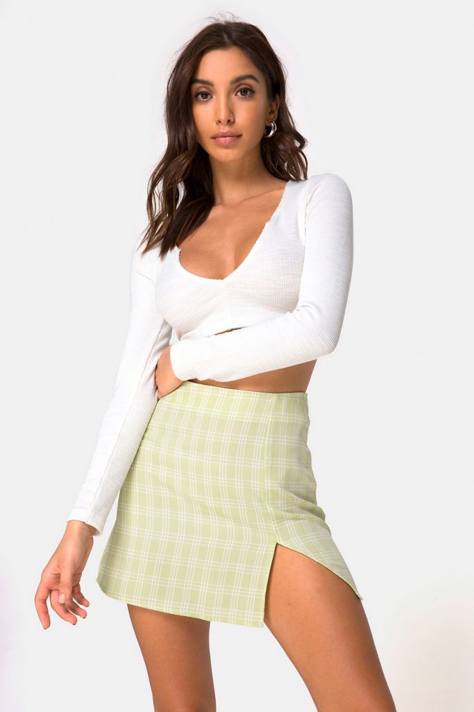 Motel Sheny Plaid Mini Skirt Urban Outfitters UK