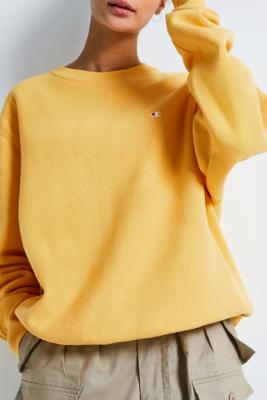 yellow champion crew neck sweatshirt