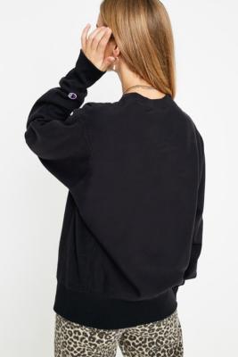 champion script logo black crewneck sweatshirt