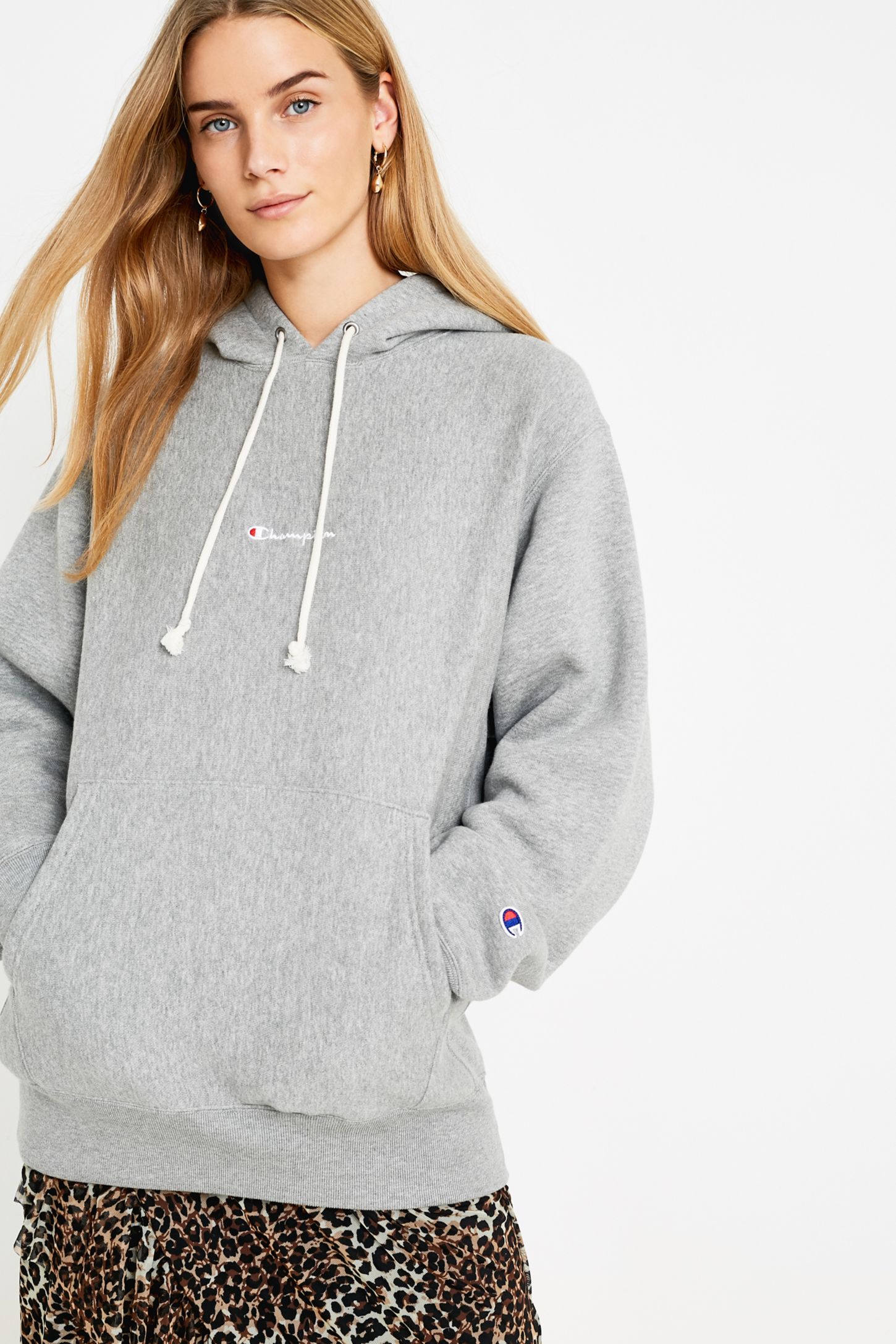 Grey Champion Hoodie Script Logo