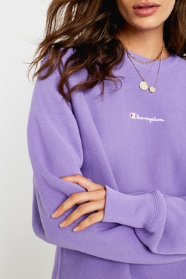 champion script logo violet crew neck sweatshirt