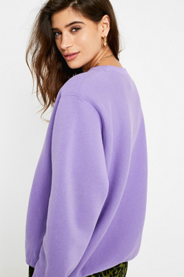 champion script logo violet crew neck sweatshirt