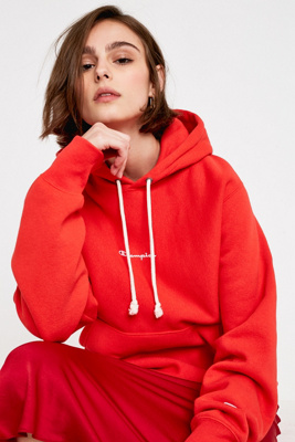 UO Exclusive Red Script Logo Hoodie 