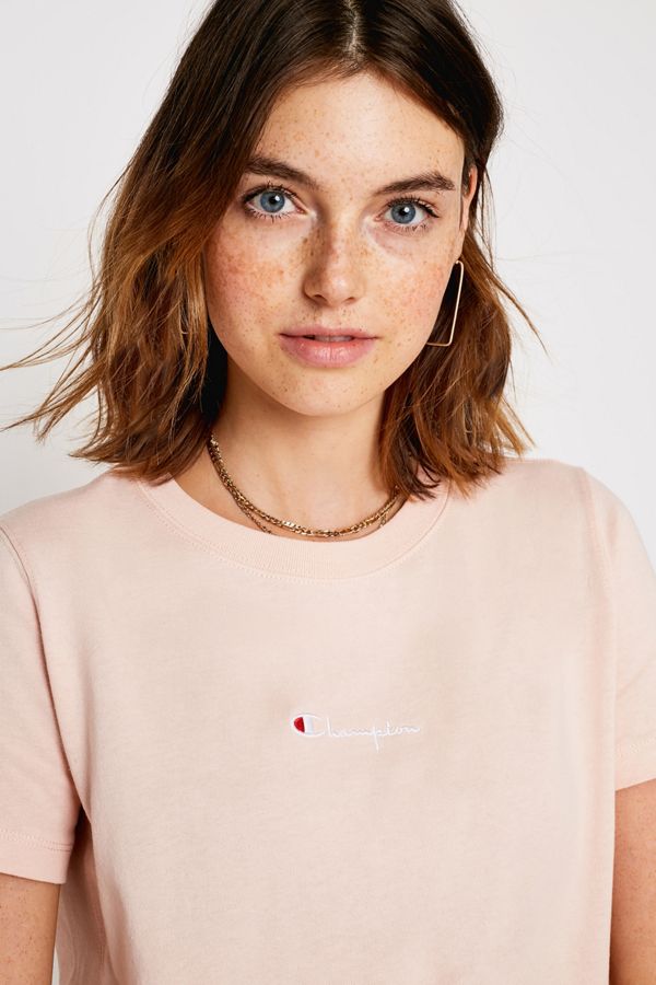 Champion UO Exclusive Small Logo Script Blush Pink TShirt Urban