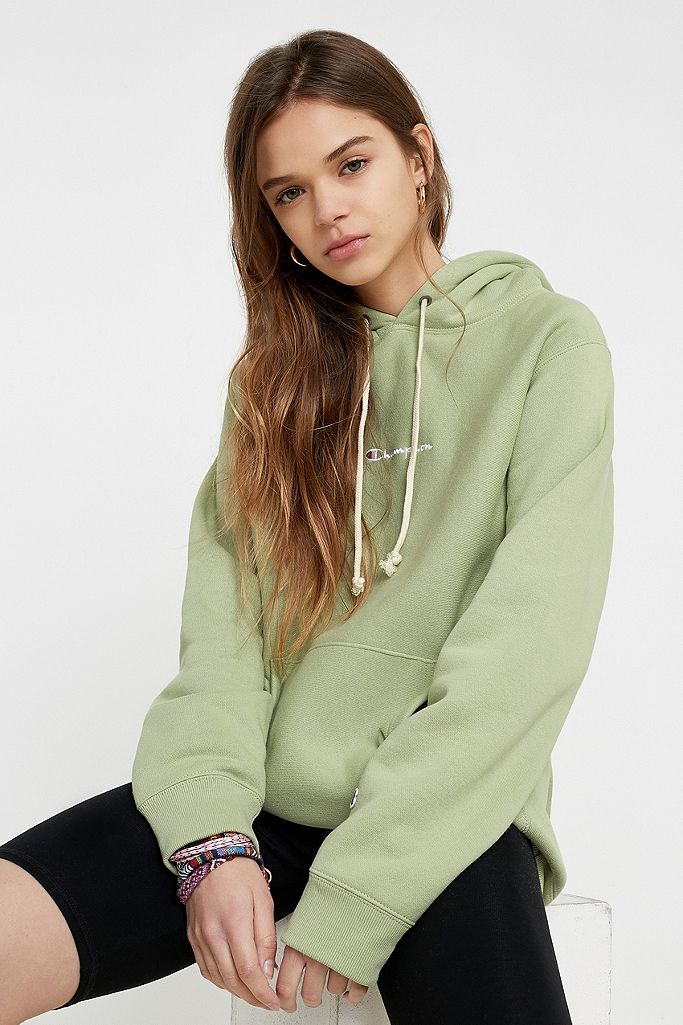 Champion UO Exclusive Sage Logo Script Hoodie | Urban Outfitters UK