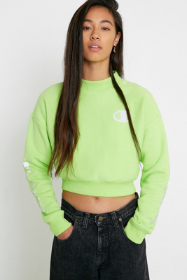 champion black cropped crew neck sweatshirt