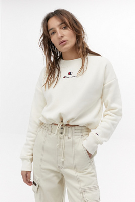 champion tan cropped hoodie