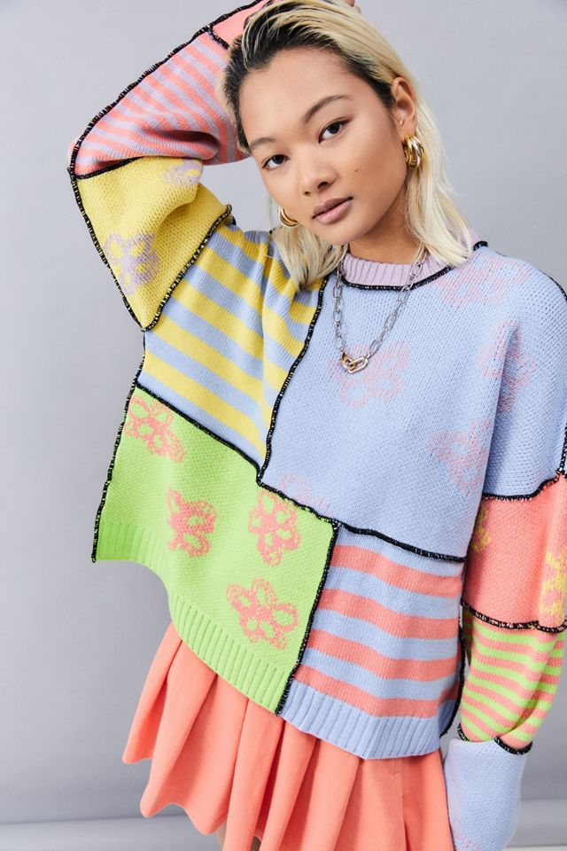 The Ragged Priest Jacquard Pullover Im Patchwork Bahnendesign Urban Outfitters De