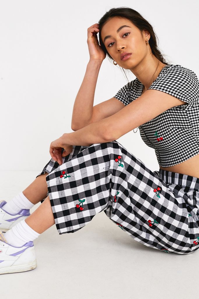 Lazy Oaf Cherry Baby Wide-Leg Trousers | Urban Outfitters UK