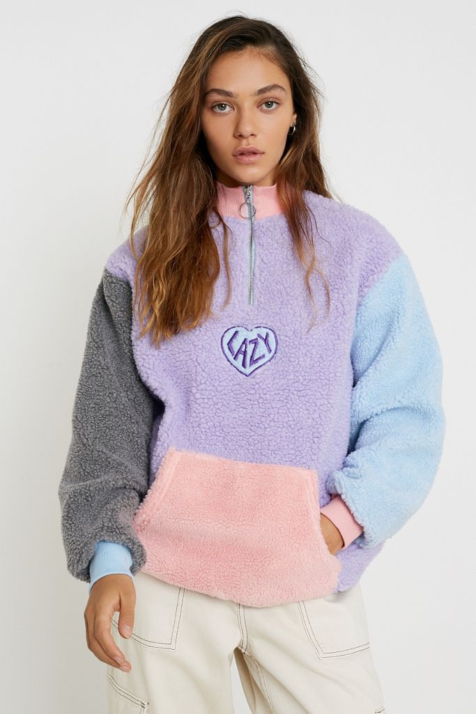 Lazy Oaf Pastel Colourblock Fleece Sweatshirt | Urban Outfitters UK