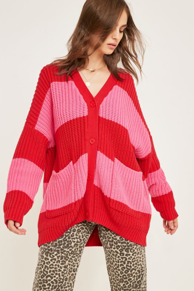 Lazy Oaf Life Is Hard Striped Cardigan | Urban Outfitters UK
