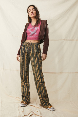 Jaded London Distressed Acid Wash Stripe Jeans | Urban Outfitters UK