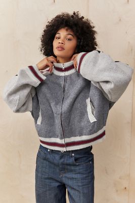 Jaded London Graue Team 85 Strickbomberjacke