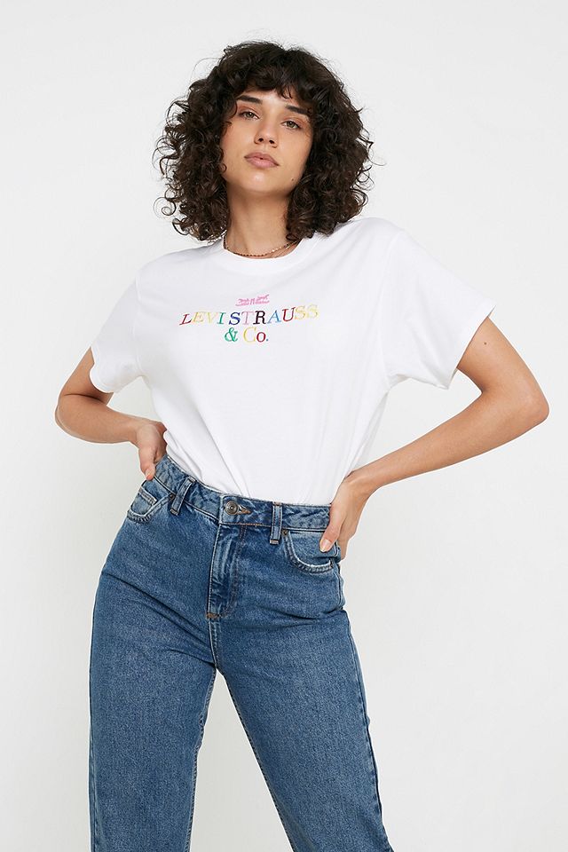 Levi's Rainbow Logo Embroidered T-Shirt | Urban Outfitters UK