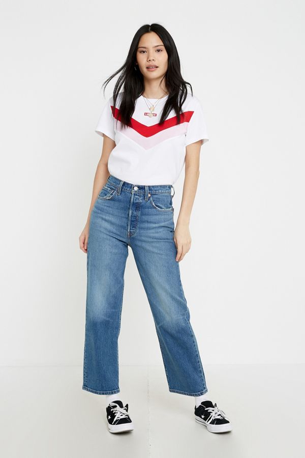 how to style high waisted straight leg jeans tops