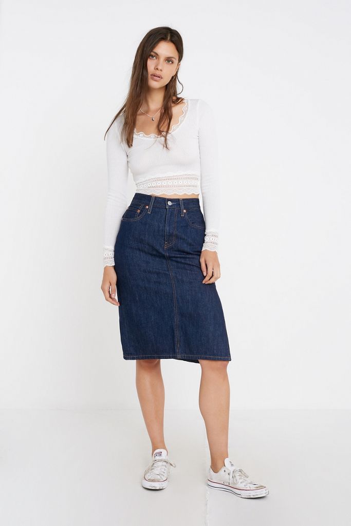levis midi denim skirt