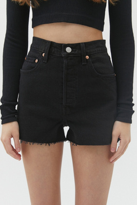 levis black denim shorts