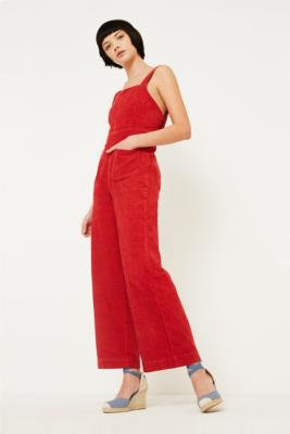 red corduroy jumpsuit