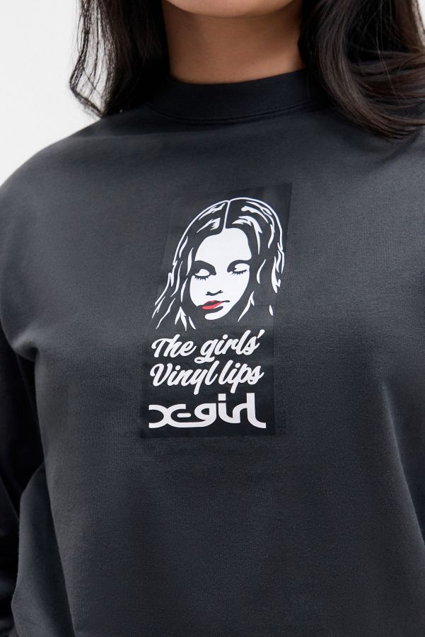 Slide View: 4: X-girl Vinyl Lips Face Long Sleeve T-Shirt