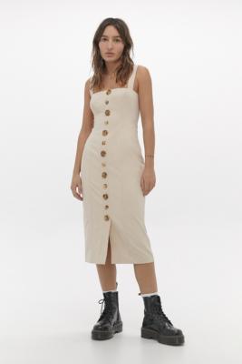 button through midi dress