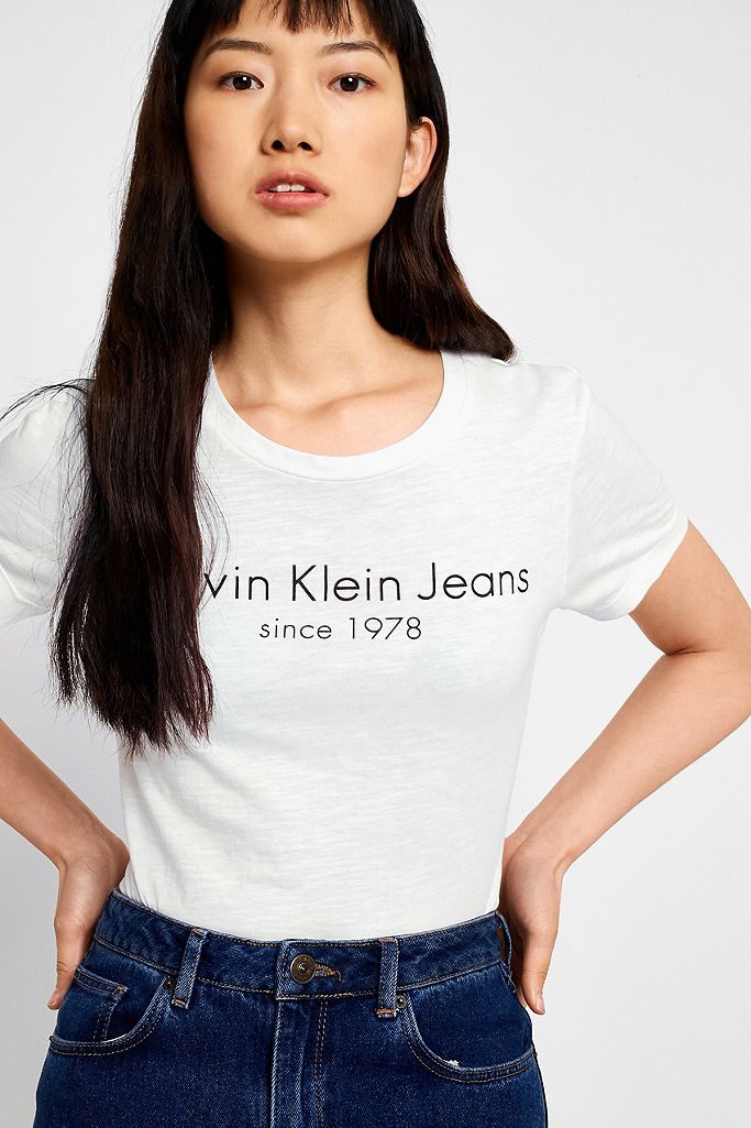 Calvin Klein Jeans 1978 White T-Shirt | Urban Outfitters UK
