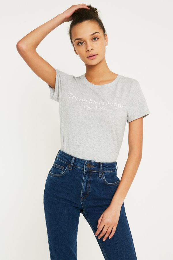 Calvin Klein Jeans Grey T-Shirt | Urban Outfitters UK